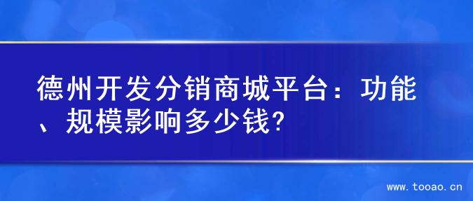德州开发分销商城平台：功能、规模影响多少钱?