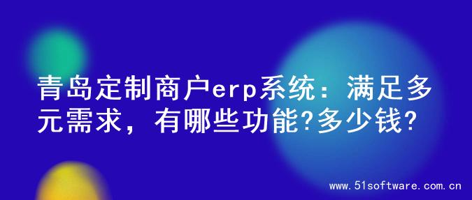 青岛定制商户erp系统：满足多元需求，有哪些功能?多少钱?