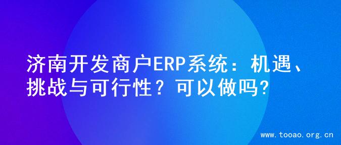济南开发商户ERP系统：机遇、挑战与可行性？可以做吗?