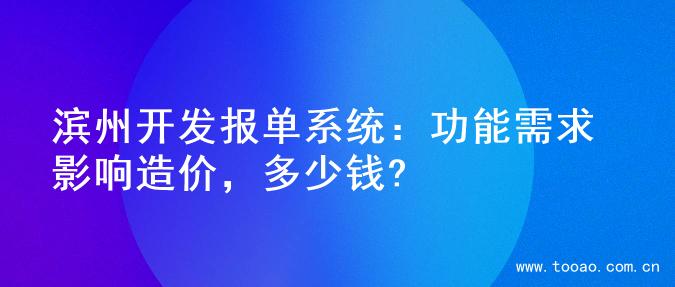 滨州开发报单系统：功能需求影响造价，多少钱?