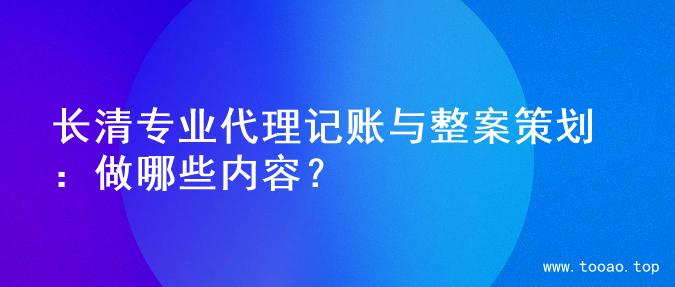 长清专业代理记账与整案策划：做哪些内容？