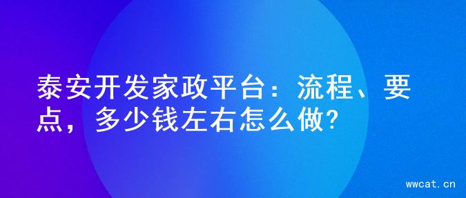 泰安开发家政平台：流程、要点，多少钱左右怎么做?