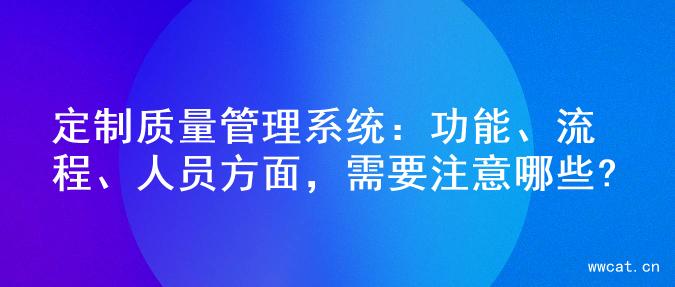 定制质量管理系统：功能、流程、人员方面，需要注意哪些?
