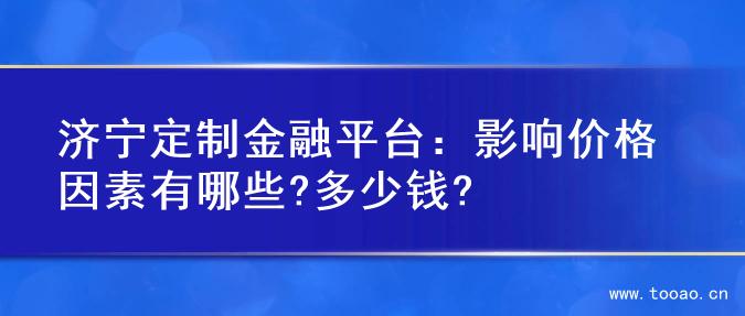 濟寧定制金融平臺：影響價格因素有哪些?多少錢?