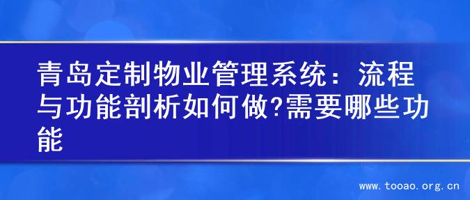 青岛定制物业管理系统：流程与功能剖析如何做?需要哪些功能