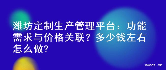 潍坊定制生产管理平台：功能需求与价格关联？多少钱左右怎么做?