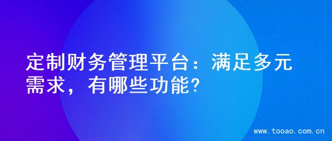 定制财务管理平台：满足多元需求，有哪些功能?