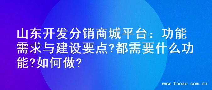 山东开发分销商城平台：功能需求与建设要点?都需要什么功能?如何做?