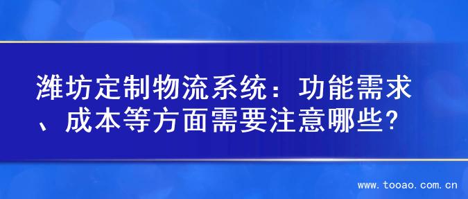 潍坊定制物流系统：功能需求、成本等方面需要注意哪些?