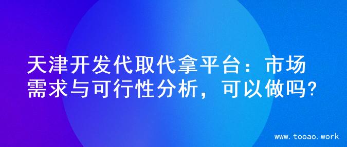 天津开发代取代拿平台：市场需求与可行性分析，可以做吗?