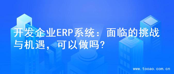开发企业ERP系统：面临的挑战与机遇，可以做吗?