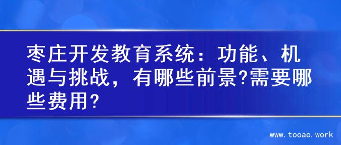 枣庄开发教育系统：功能、机遇与挑战，有哪些前景?需要哪些费用?
