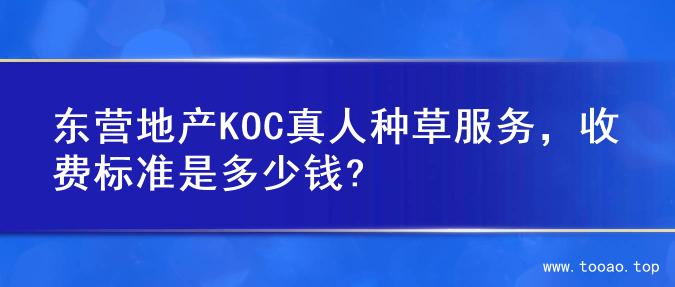 东营地产KOC真人种草服务，收费标准是多少钱?