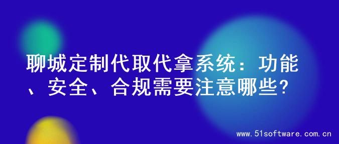 聊城定制代取代拿系统：功能、安全、合规需要注意哪些?