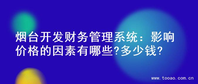 烟台开发财务管理系统：影响价格的因素有哪些?多少钱?