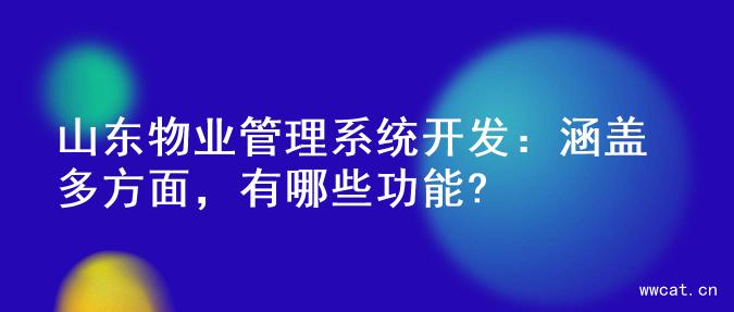 山东物业管理系统开发：涵盖多方面，有哪些功能?