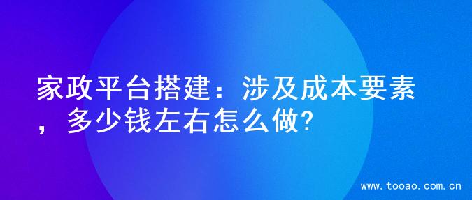 家政平台搭建：涉及成本要素，多少钱左右怎么做?
