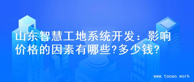 山东智慧工地系统开发：影响价格的因素有哪些?多少钱?