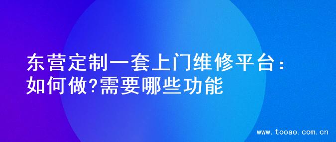 东营定制一套上门维修平台：如何做?需要哪些功能
