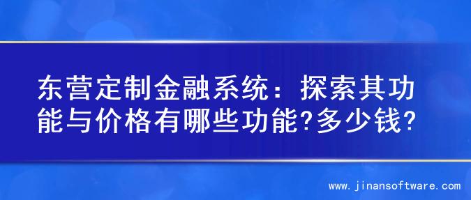 东营定制金融系统：探索其功能与价格有哪些功能?多少钱?