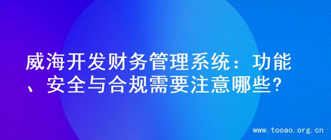 威海开发财务管理系统：功能、安全与合规需要注意哪些?