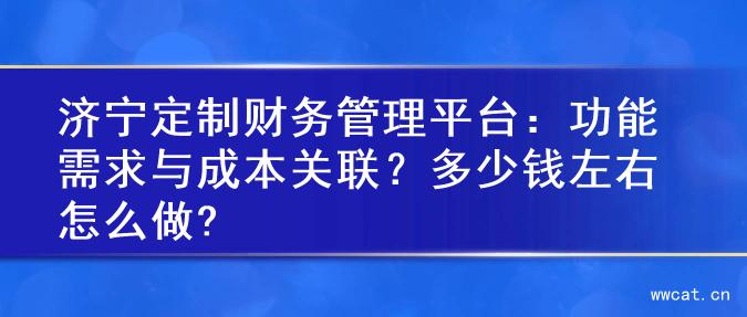 济宁定制财务管理平台：功能需求与成本关联？多少钱左右怎么做?