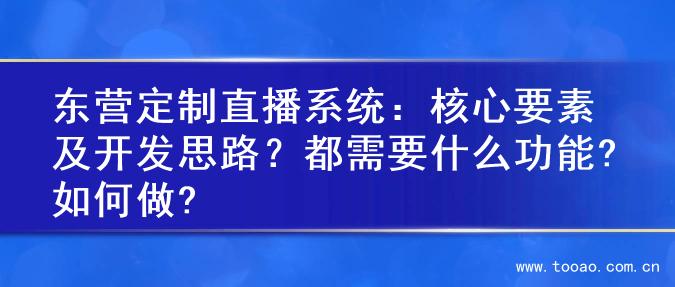 东营定制直播系统：核心要素及开发思路？都需要什么功能?如何做?