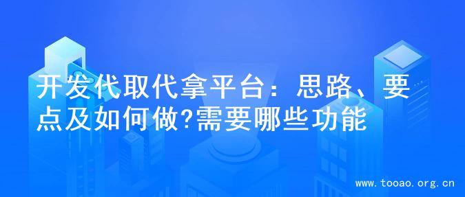 开发代取代拿平台：思路、要点及如何做?需要哪些功能