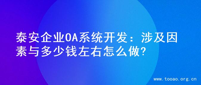 泰安企业OA系统开发：涉及因素与多少钱左右怎么做?
