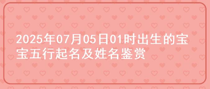 2025年07月05日01时出生的宝宝五行起名及姓名鉴赏