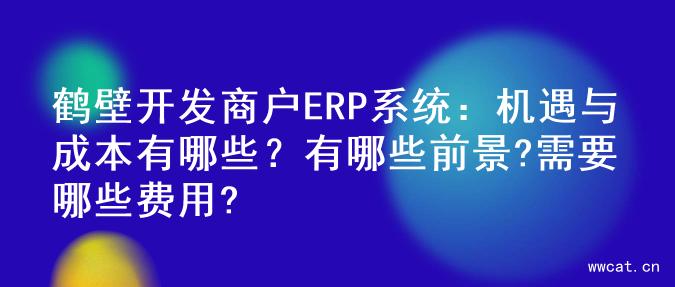 鹤壁开发商户ERP系统：机遇与成本有哪些？有哪些前景?需要哪些费用?