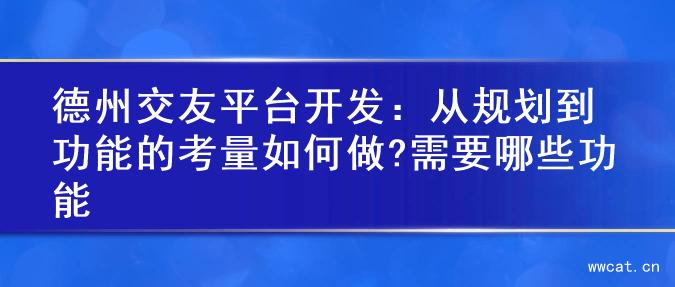 德州交友平台开发：从规划到功能的考量如何做?需要哪些功能