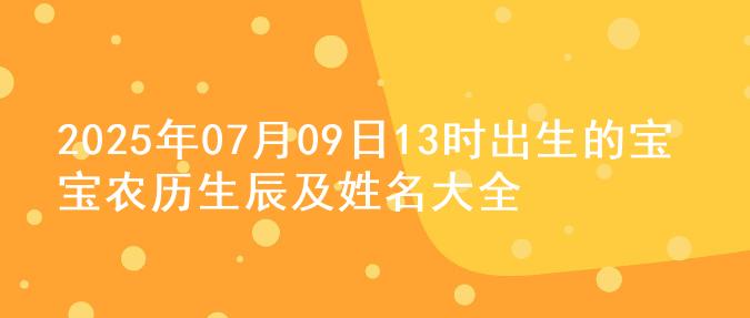 2025年07月09日13时出生的宝宝农历生辰及姓名大全