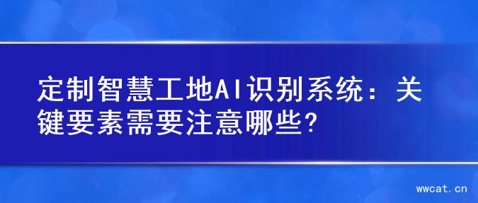 定制智慧工地AI识别系统：关键要素需要注意哪些?