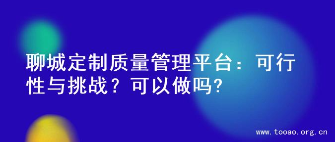 聊城定制质量管理平台：可行性与挑战？可以做吗?