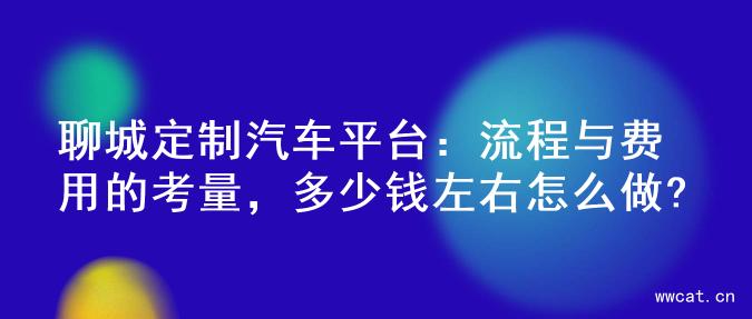 聊城定制汽车平台：流程与费用的考量，多少钱左右怎么做?