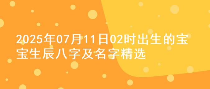 2025年07月11日02时出生的宝宝生辰八字及名字精选