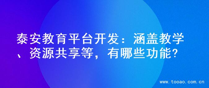 泰安教育平台开发：涵盖教学、资源共享等，有哪些功能?