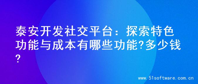 泰安开发社交平台：探索特色功能与成本有哪些功能?多少钱?