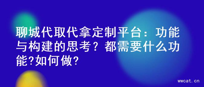 聊城代取代拿定制平台：功能与构建的思考？都需要什么功能?如何做?