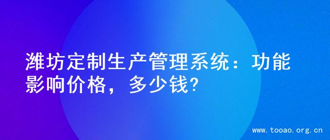 潍坊定制生产管理系统：功能影响价格，多少钱?