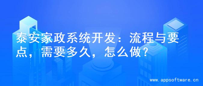 泰安家政系统开发：流程与要点，需要多久，怎么做？